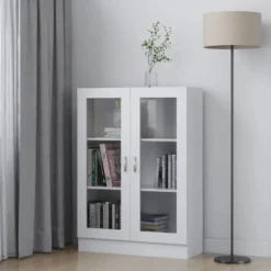 vidaXL - Vitrinekast - Wit - Bewerkt hout