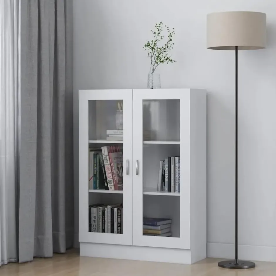 vidaXL - Vitrinekast - Wit - Bewerkt hout