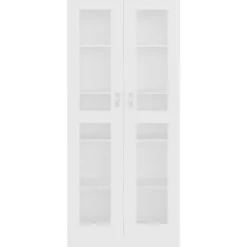 vidaXL - Vitrinekast - Wit - Bewerkt hout - 82,5x30,5x185 cm