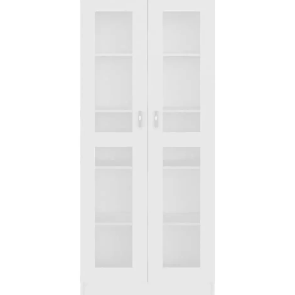 vidaXL - Vitrinekast - Wit - Bewerkt hout - 82,5x30,5x185 cm