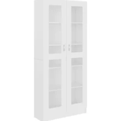 vidaXL - Vitrinekast - Wit - Bewerkt hout - 82,5x30,5x185 cm