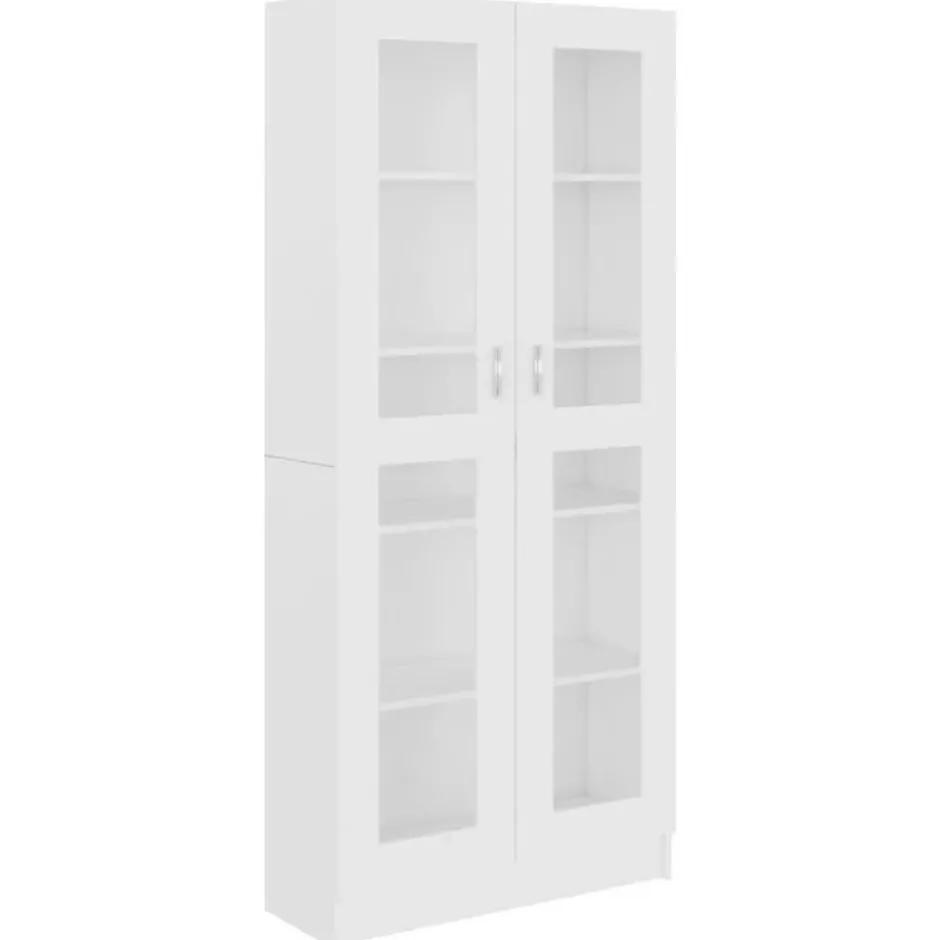vidaXL - Vitrinekast - Wit - Bewerkt hout - 82,5x30,5x185 cm