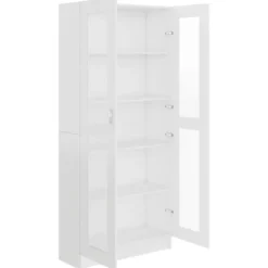 vidaXL - Vitrinekast - Wit - Bewerkt hout - 82,5x30,5x185 cm