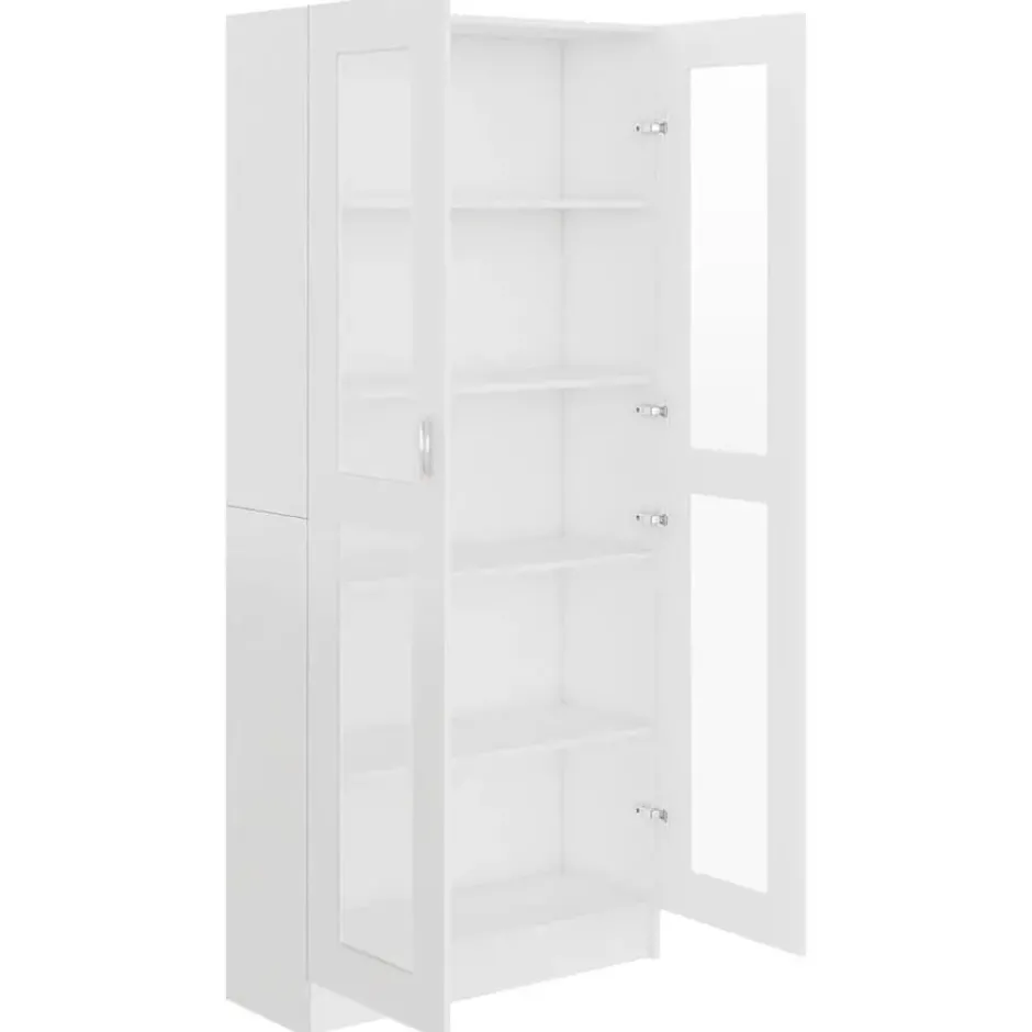 vidaXL - Vitrinekast - Wit - Bewerkt hout - 82,5x30,5x185 cm