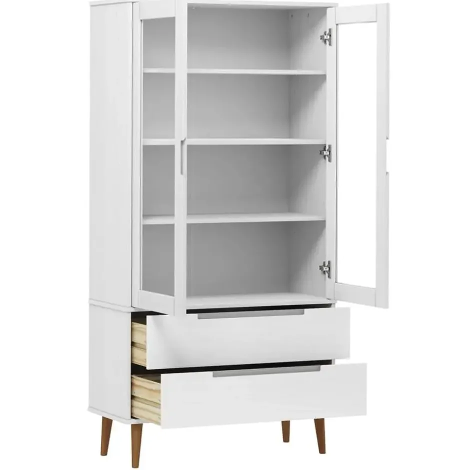 vidaXL - Vitrine - Wit - Grenenhout