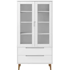 vidaXL - Vitrine - Wit - Grenenhout