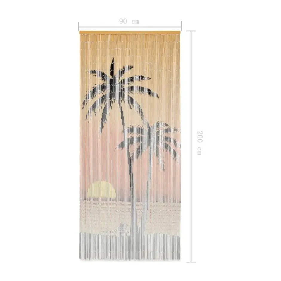 vidaXL - Vliegengordijn met palmboomprint 90 strengen - Bamboe - 90x200 cm
