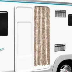 vidaXL - Vliegengordijn voor camperdeur Beige, donkerbruin Chenille - 56x185 cm