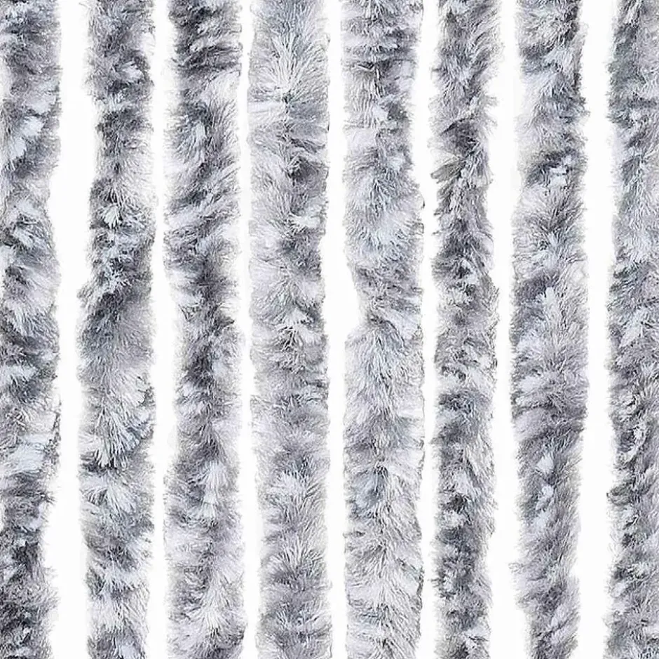 vidaXL - Vliegengordijn voor camperdeur - Wit en grijs - Chenille - 56x200 cm