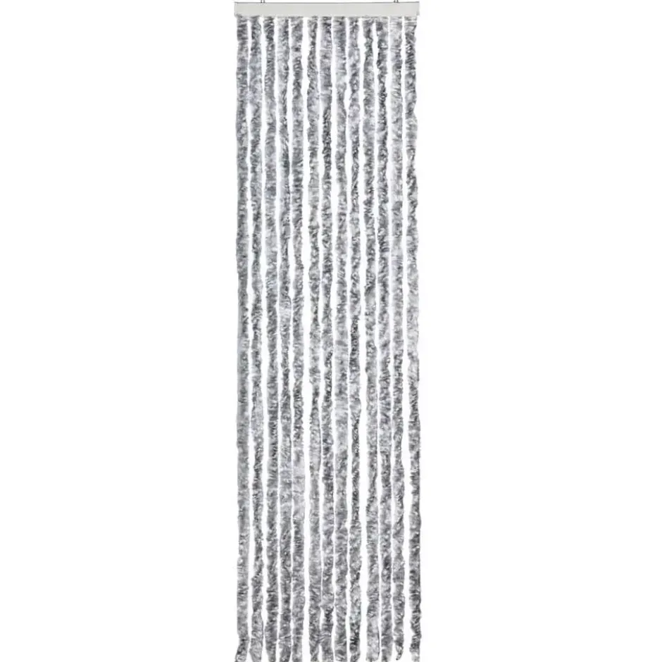 vidaXL - Vliegengordijn voor camperdeur - Wit en grijs - Chenille - 56x200 cm