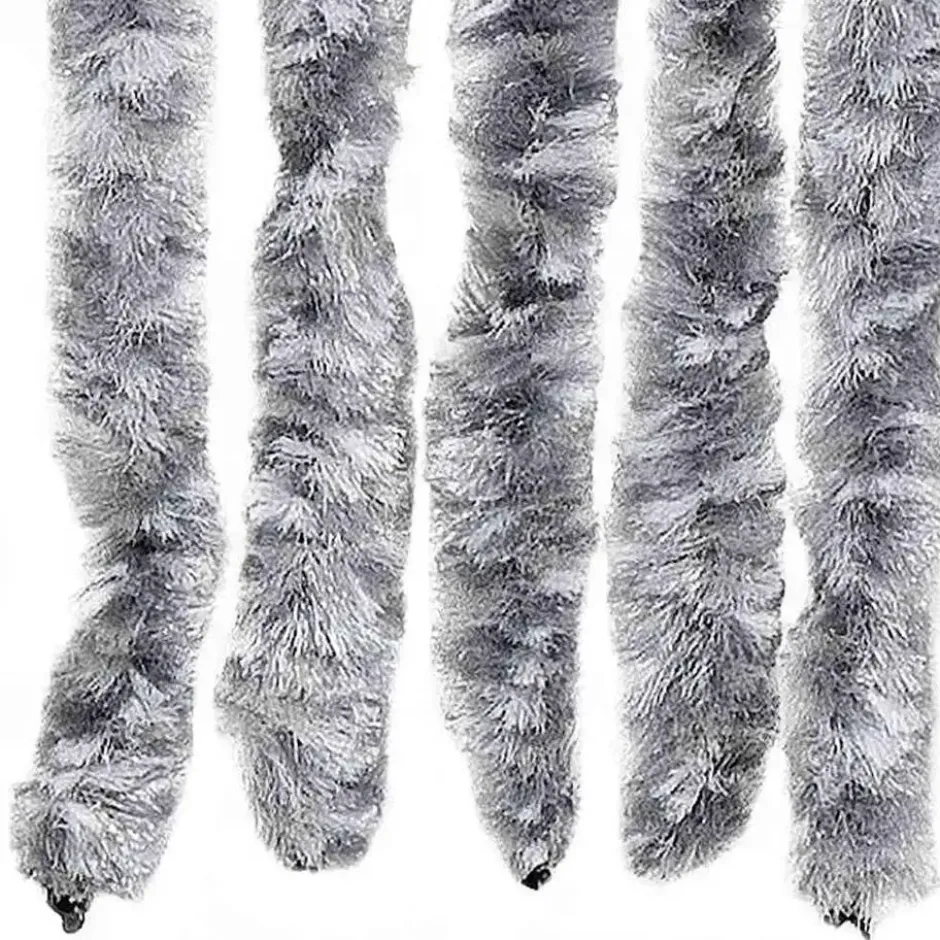 vidaXL - Vliegengordijn voor camperdeur - Wit en grijs - Chenille - 56x200 cm