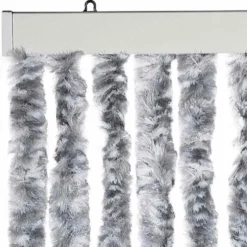 vidaXL - Vliegengordijn voor camperdeur - Wit en grijs - Chenille - 56x200 cm