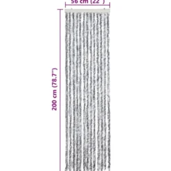 vidaXL - Vliegengordijn voor camperdeur - Wit en grijs - Chenille - 56x200 cm