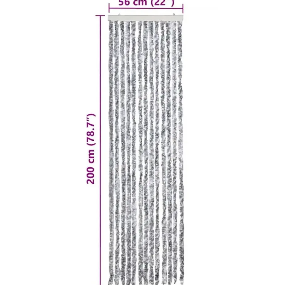 vidaXL - Vliegengordijn voor camperdeur - Wit en grijs - Chenille - 56x200 cm