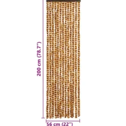 vidaXL - Vliegengordijn voor camperdeur - Oker en wit - Chenille - 56x200 cm