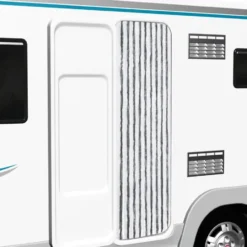 vidaXL - Vliegengordijn voor camperdeur Grijs en wit - Chenille - 56x185 cm