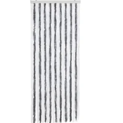 vidaXL - Vliegengordijn voor camperdeur Grijs en wit - Chenille - 56x185 cm