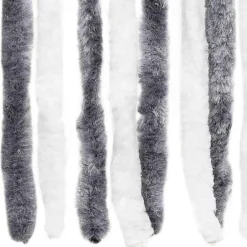 vidaXL - Vliegengordijn voor camperdeur Grijs en wit - Chenille - 56x185 cm