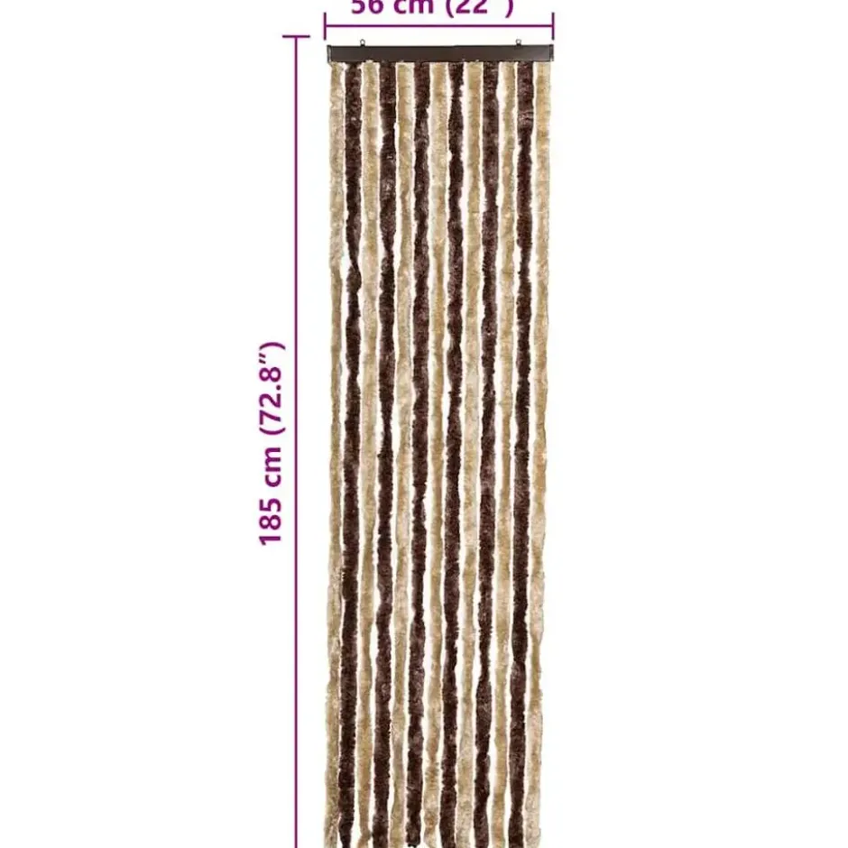 vidaXL - Vliegengordijn voor camperdeur Beige en lichtbruin Chenille - 56x185 cm