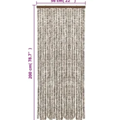 vidaXL - Vliegengordijn voor camperdeur - Taupe en wit - Chenille - 56x200 cm