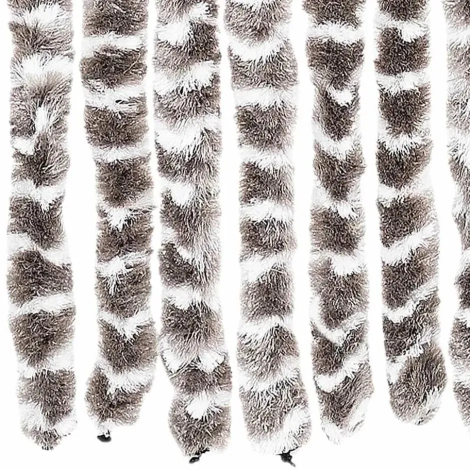 vidaXL - Vliegengordijn voor camperdeur - Taupe en wit - Chenille - 56x200 cm