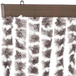 vidaXL - Vliegengordijn voor camperdeur - Taupe en wit - Chenille - 56x200 cm