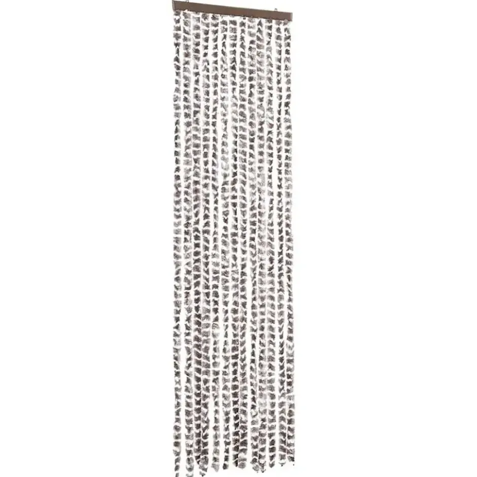 vidaXL - Vliegengordijn voor camperdeur - Taupe en wit - Chenille - 56x200 cm