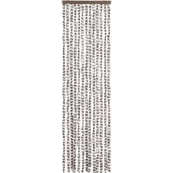 vidaXL - Vliegengordijn voor camperdeur - Taupe en wit - Chenille - 56x200 cm