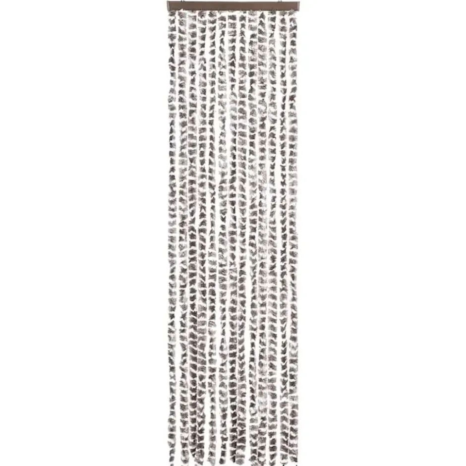 vidaXL - Vliegengordijn voor camperdeur - Taupe en wit - Chenille - 56x200 cm