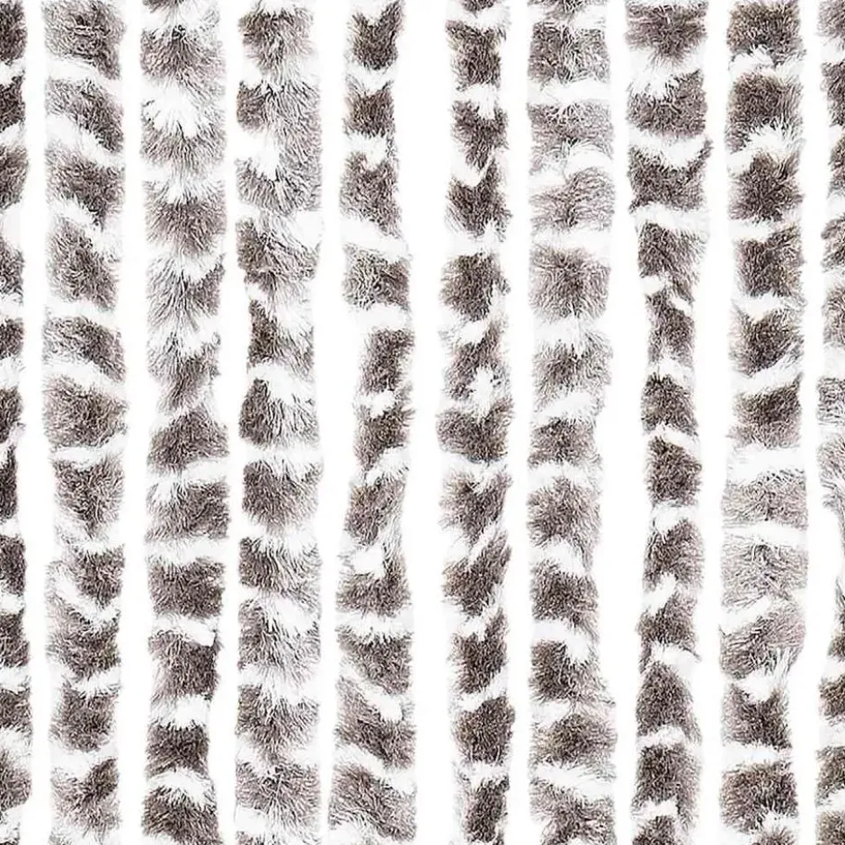 vidaXL - Vliegengordijn voor camperdeur - Taupe en wit - Chenille - 56x200 cm