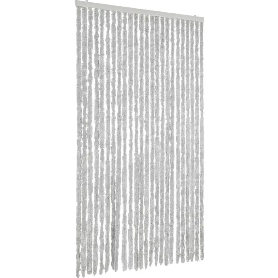 vidaXL - Vliegengordijn voor terrasdeur Lichtgewicht Grijs Chenille - 100x220 cm
