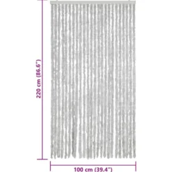 vidaXL - Vliegengordijn voor terrasdeur Lichtgewicht Grijs Chenille - 100x220 cm