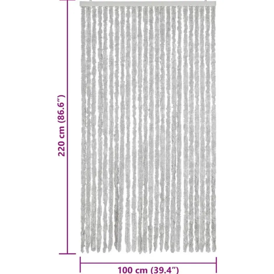 vidaXL - Vliegengordijn voor terrasdeur Lichtgewicht Grijs Chenille - 100x220 cm