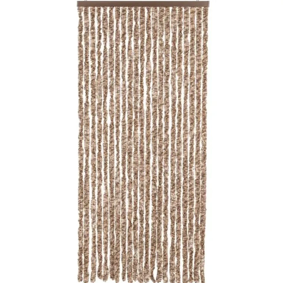 vidaXL - Vliegengordijn voor terrasdeur Beige, donkerbruin Chenille - 90x220 cm