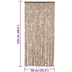 vidaXL - Vliegengordijn voor terrasdeur Beige, donkerbruin Chenille - 90x220 cm