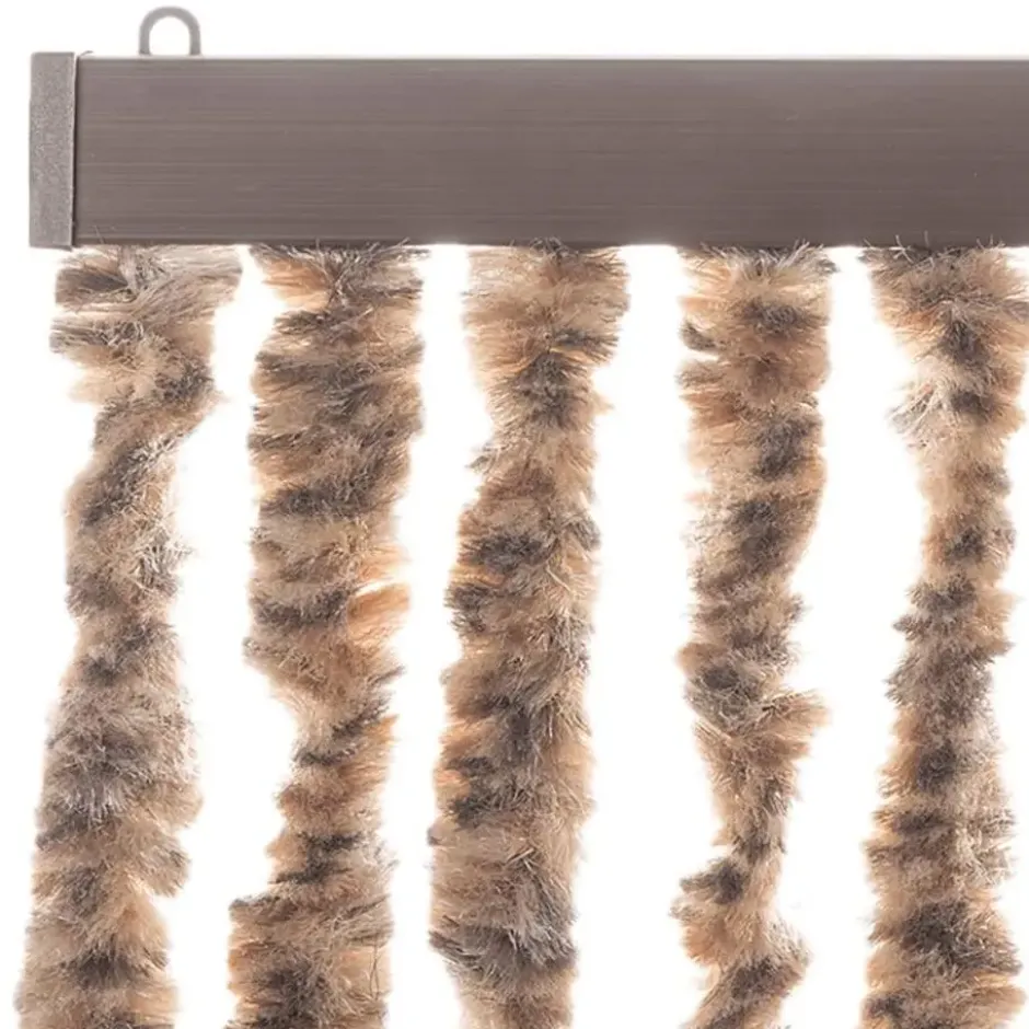 vidaXL - Vliegengordijn voor terrasdeur Beige, donkerbruin Chenille - 90x220 cm
