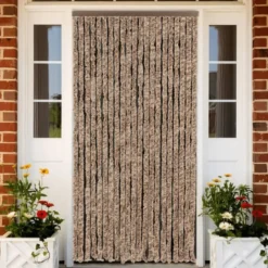 vidaXL - Vliegengordijn voor terrasdeur Beige, donkerbruin Chenille - 90x220 cm