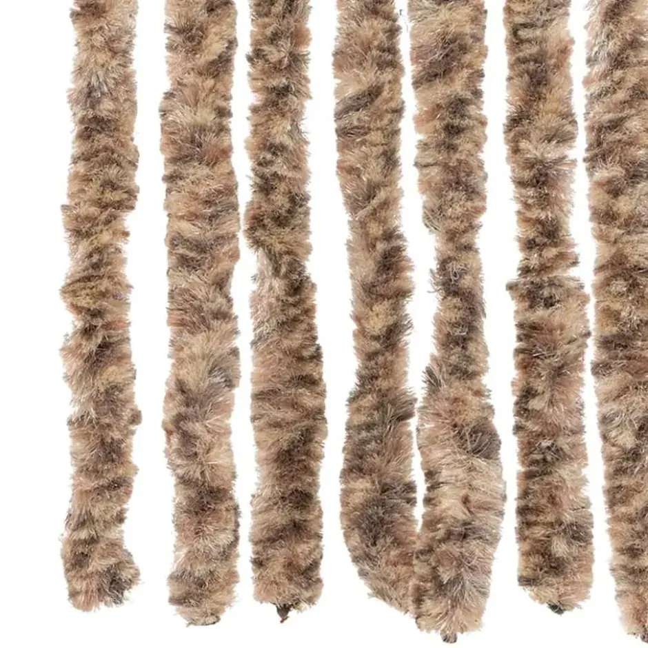 vidaXL - Vliegengordijn voor terrasdeur Beige, donkerbruin Chenille - 90x220 cm