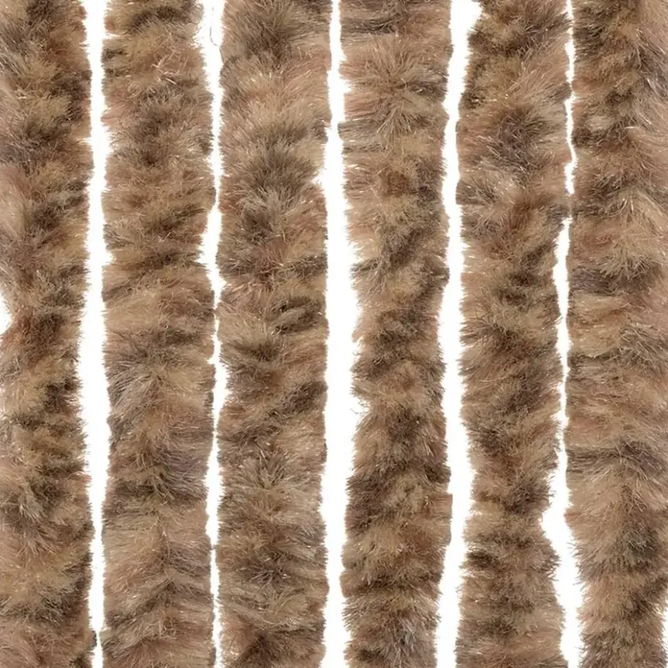 vidaXL - Vliegengordijn voor terrasdeur Beige, donkerbruin Chenille - 90x220 cm
