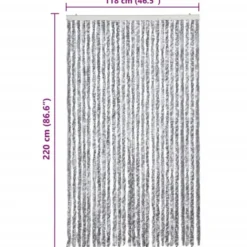 vidaXL - Vliegengordijn voor terrasdeur - Wit en grijs - Chenille - 118x220 cm