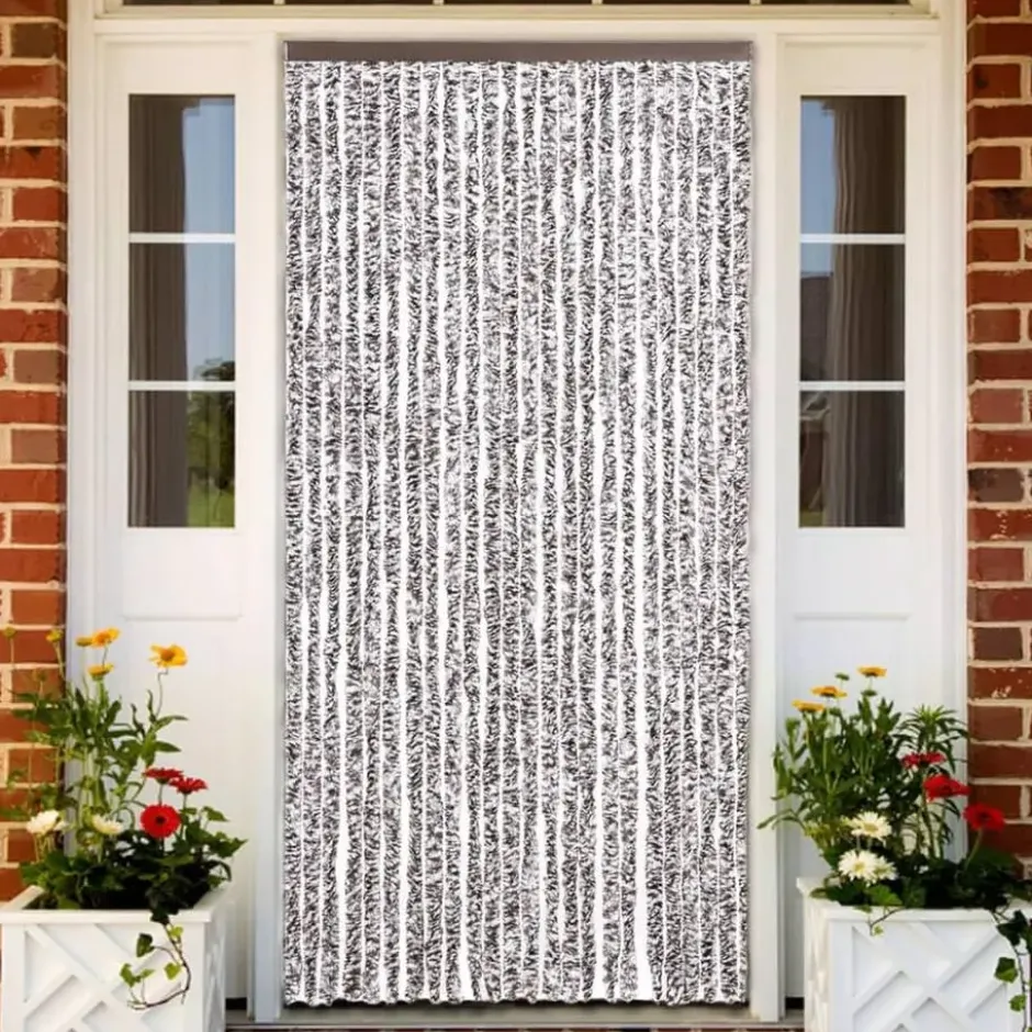vidaXL - Vliegengordijn voor terrasdeur - Bruin en beige - Chenille - 100x230 cm