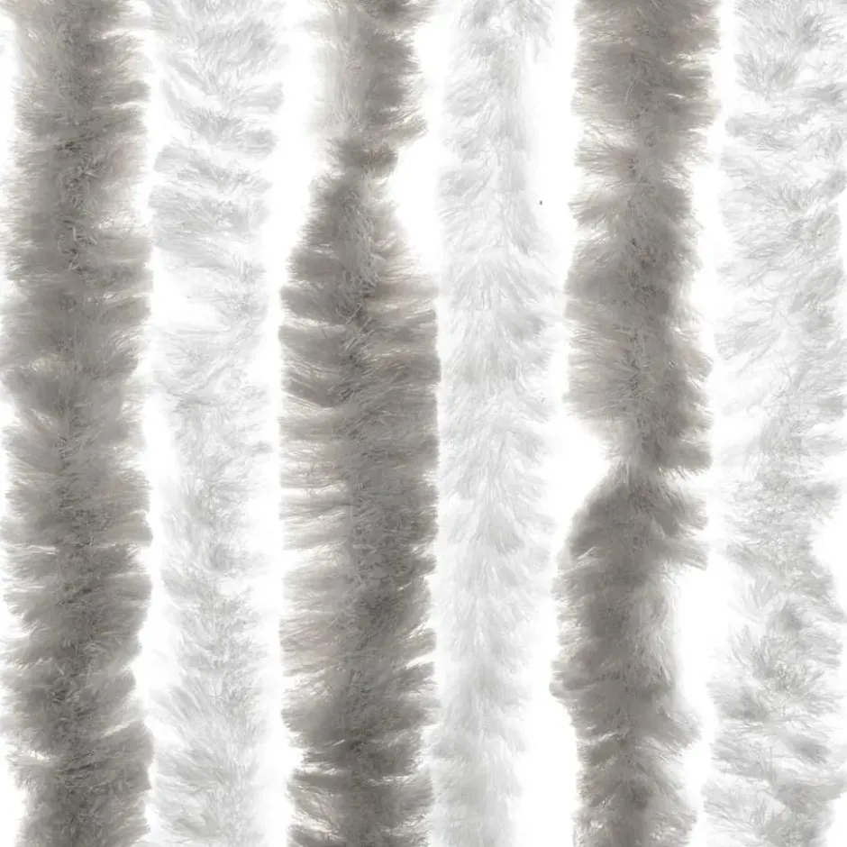 vidaXL - Vliegengordijn voor terrasdeur Lichtgrijs en wit - Chenille - 90x220 cm