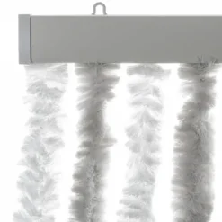 vidaXL - Vliegengordijn voor terrasdeur Lichtgrijs en wit - Chenille - 90x220 cm