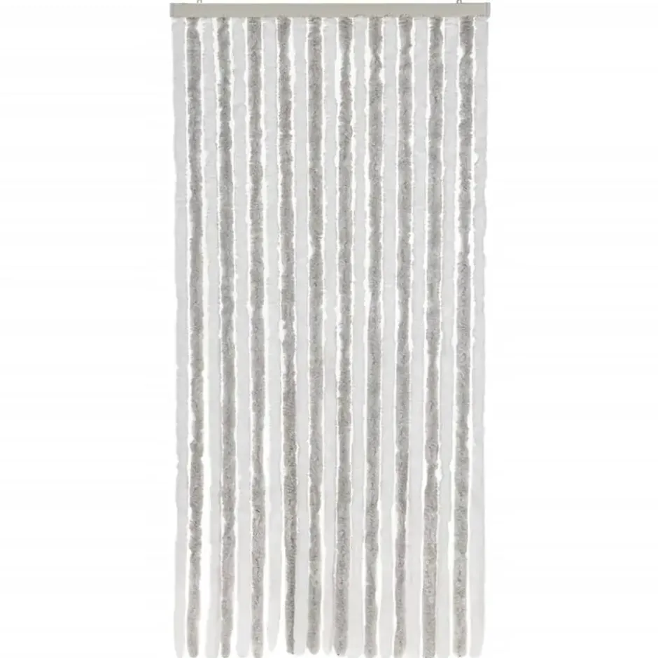 vidaXL - Vliegengordijn voor terrasdeur Lichtgrijs en wit - Chenille - 90x220 cm