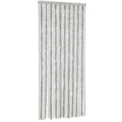 vidaXL - Vliegengordijn voor terrasdeur Lichtgrijs en wit - Chenille - 90x220 cm