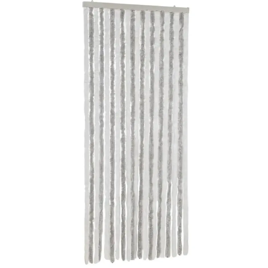 vidaXL - Vliegengordijn voor terrasdeur Lichtgrijs en wit - Chenille - 90x220 cm