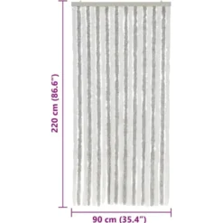 vidaXL - Vliegengordijn voor terrasdeur Lichtgrijs en wit - Chenille - 90x220 cm