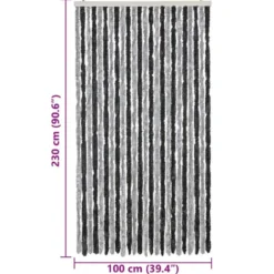 vidaXL - Vliegengordijn voor terrasdeur - Grijs en zwart - Chenille - 100x230 cm