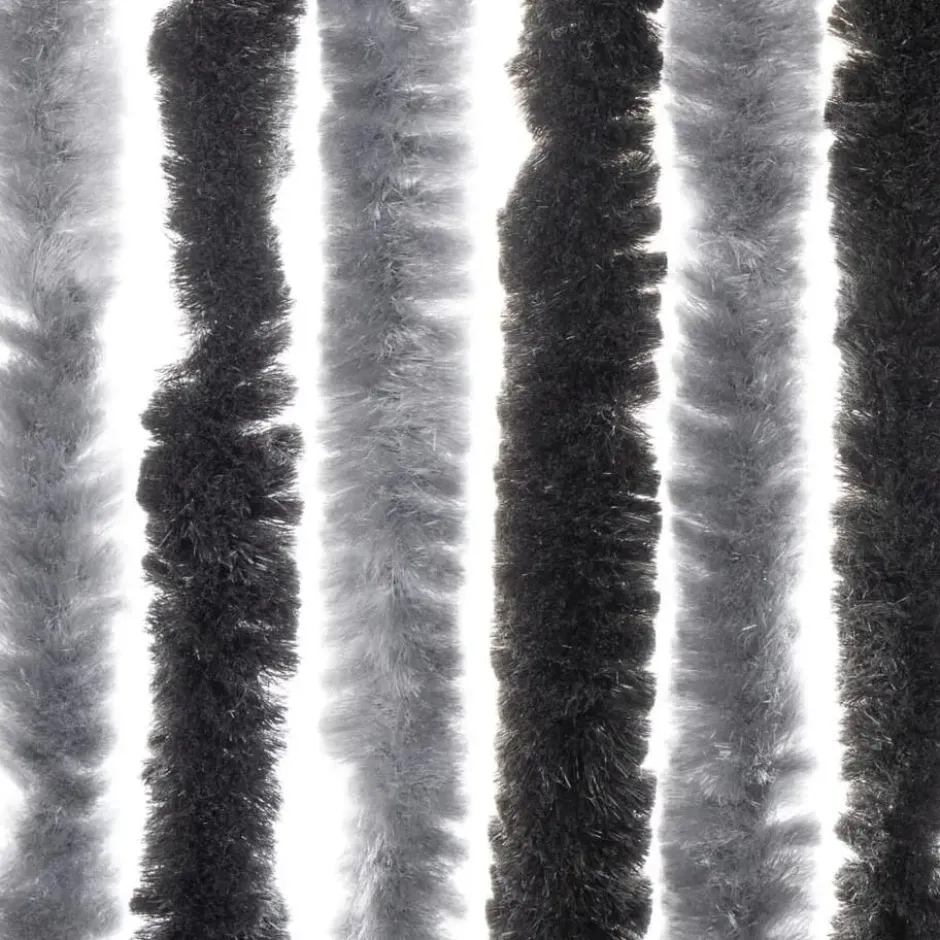 vidaXL - Vliegengordijn voor terrasdeur - Grijs en zwart - Chenille - 100x230 cm
