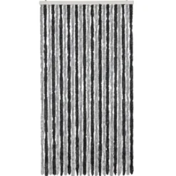 vidaXL - Vliegengordijn voor terrasdeur - Grijs en zwart - Chenille - 100x230 cm